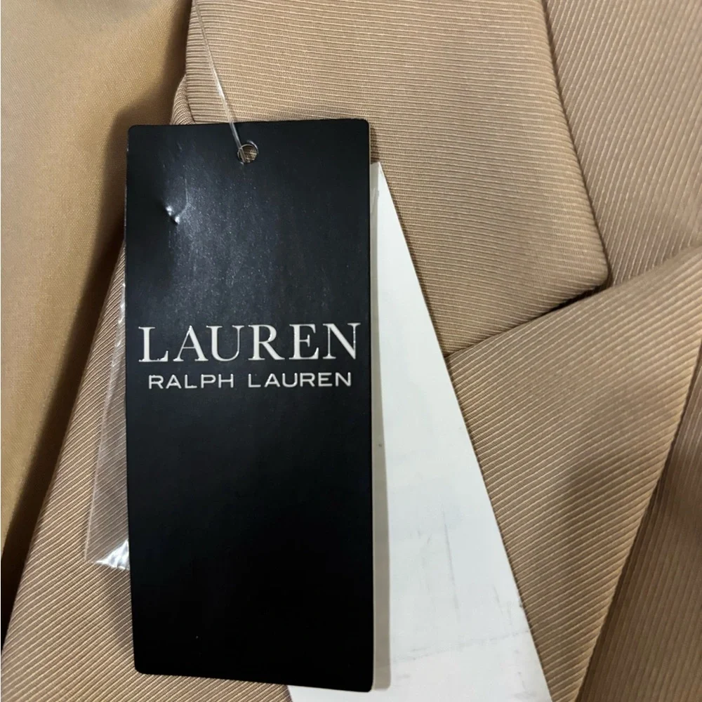 Lauren Ralph Lauren Double Peak Lapel Jacket in Tan Size 12. NWT